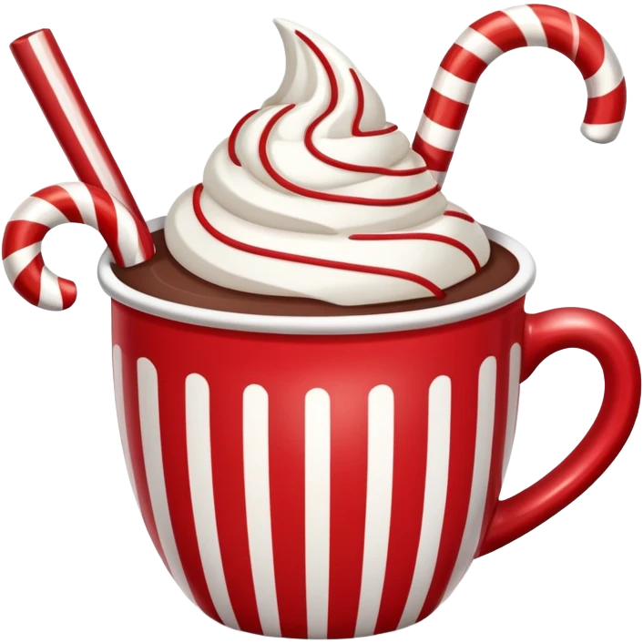 Peppermint hot cocoa with candy cane stirrer emoji