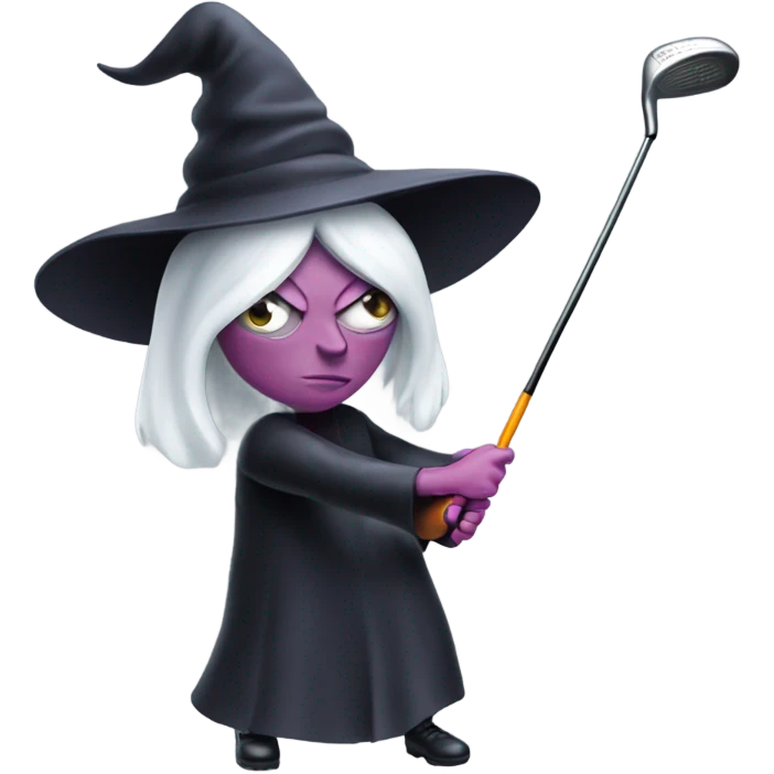 Evil Witch swinging a golf driver emoji