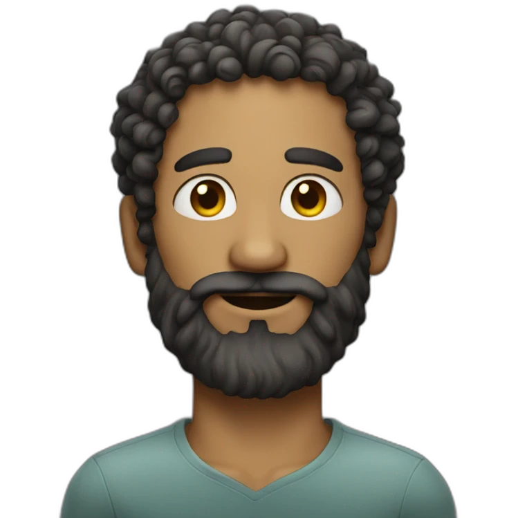 Curly man with long beard emoji