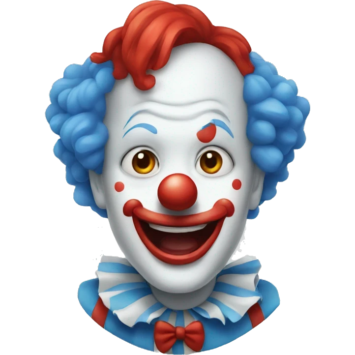 Clown in blue white and with red hair  emoji