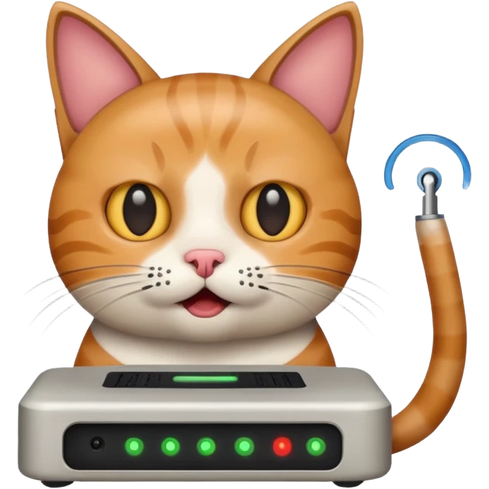 Staunende katze mit router emoji