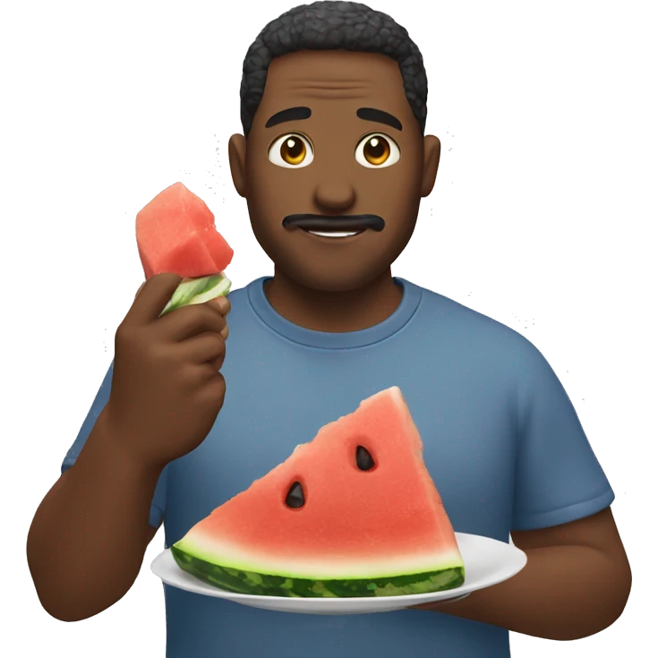 man eating chicken and watermelon emoji