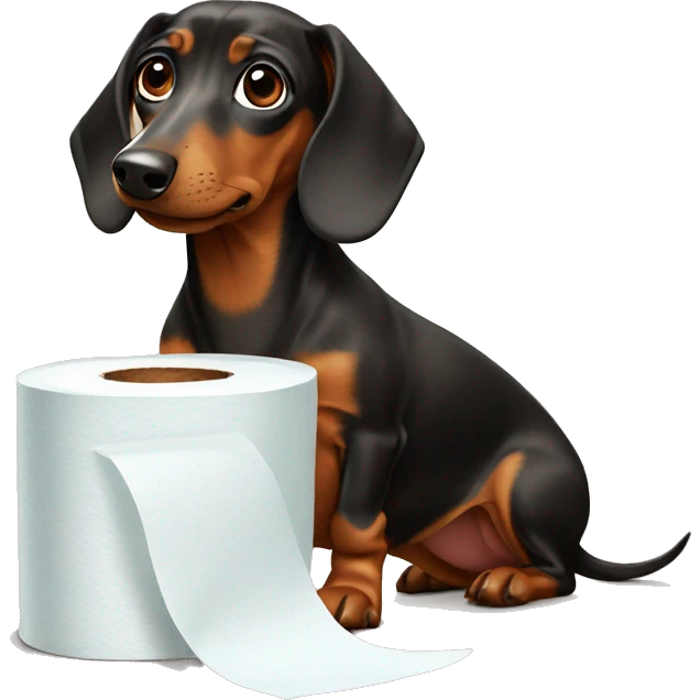 dachshund with toilet paper  emoji