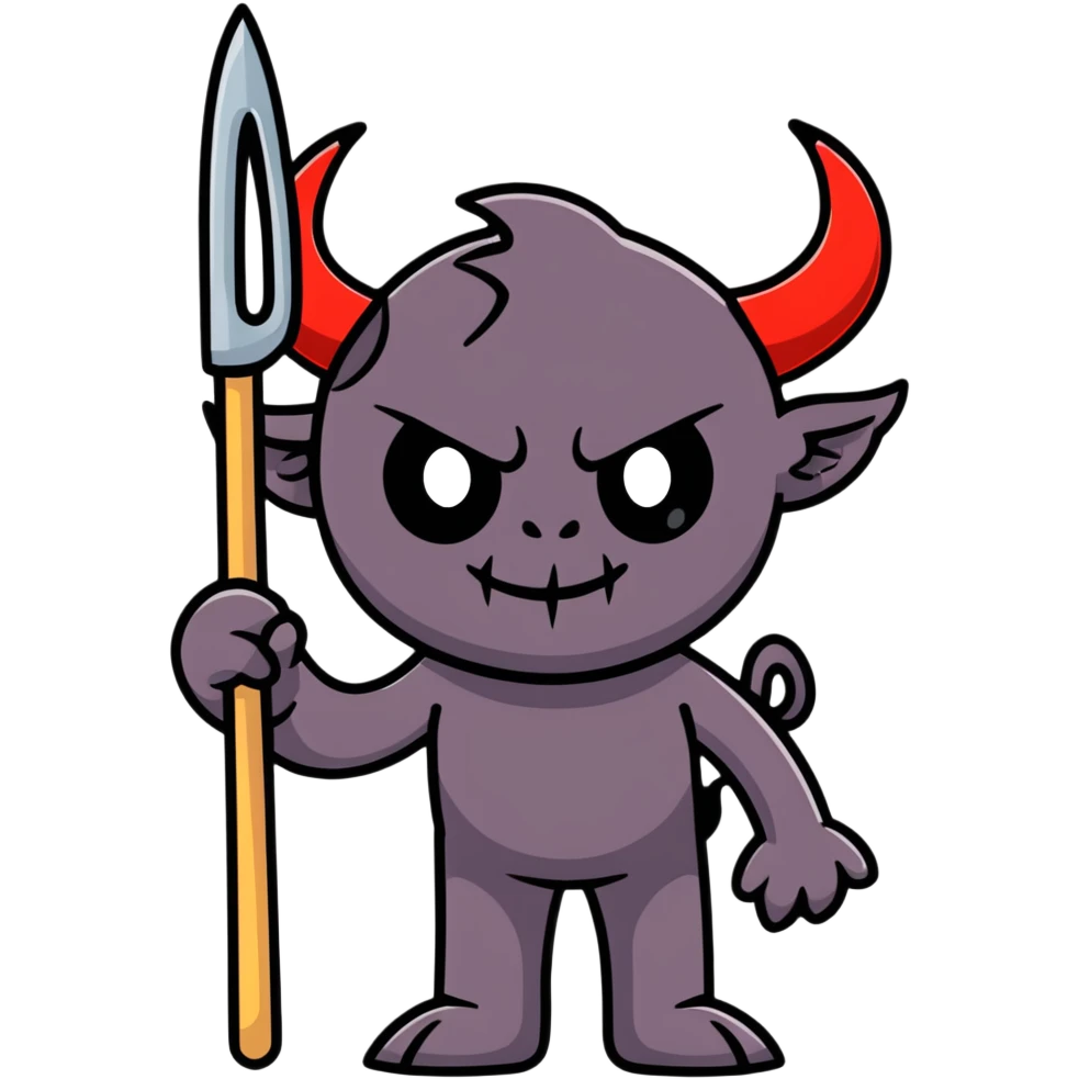 cute little demon with pitchfork emoji