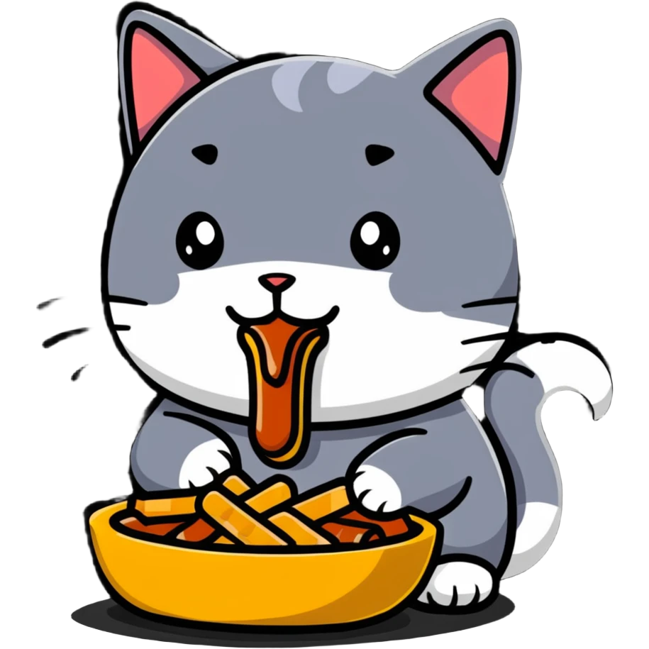 cat eating poutine emoji