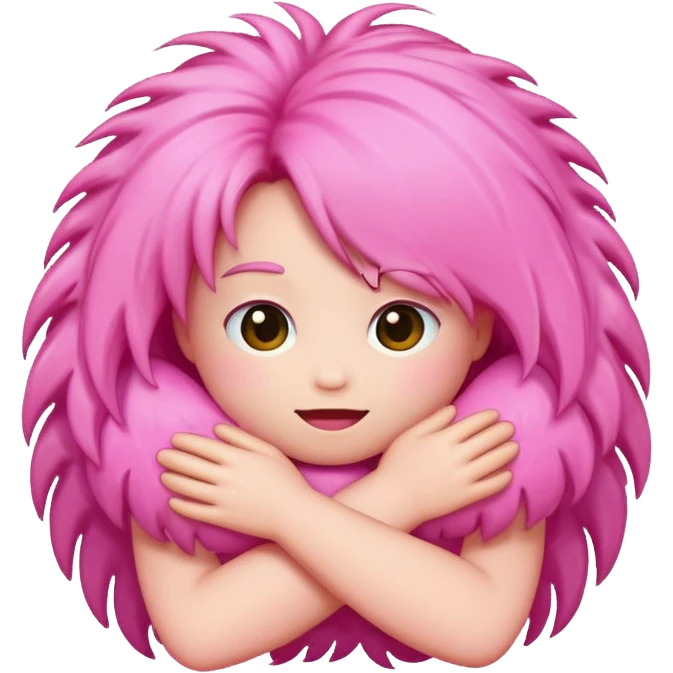 pink hug emoji with hair emoji