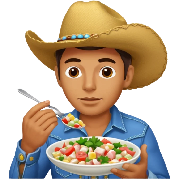 Cowboy eating ceviche emoji