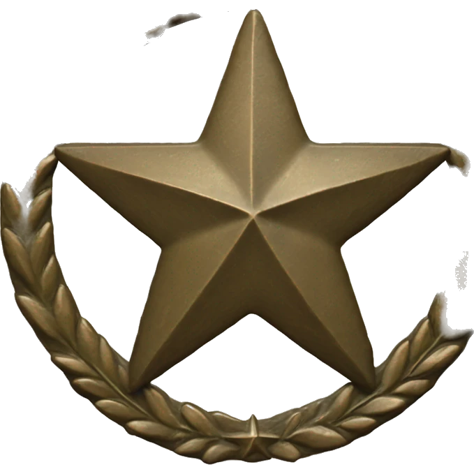 U.S. war veteran, laurel wreath circle with 5-pointed star, bronze finish with  natural patina emoji