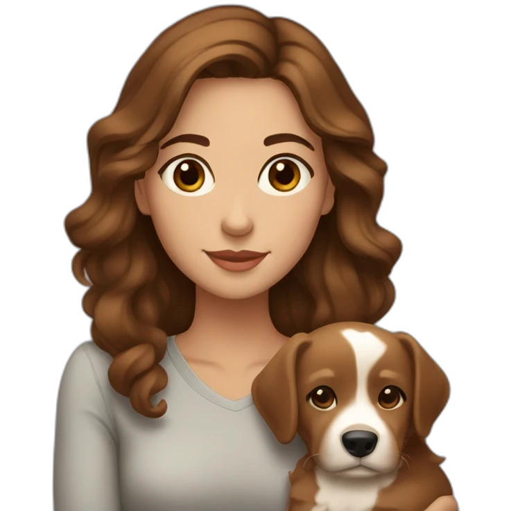beautiful woman with brown hair and brown eyes hugging 🐕 emoji