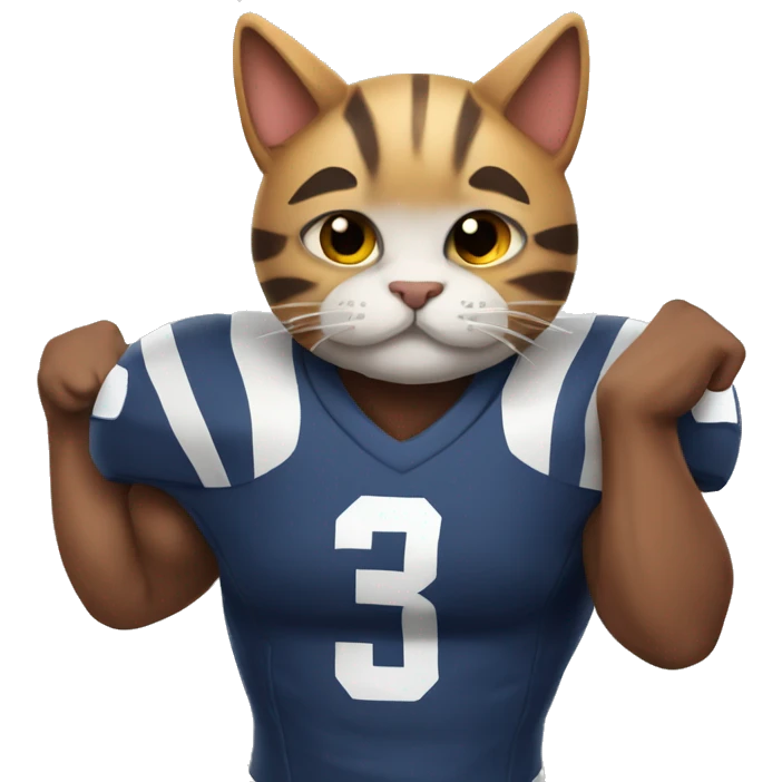 Muscular football player  a cat emoji