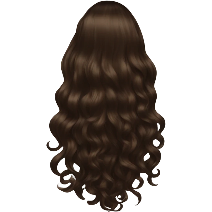 Back of hair, long wavy and brown emoji