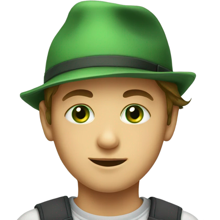 boy in hat portrait with green eyes emoji