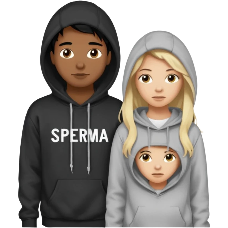 I want it to be this emote 🙍‍♂️
of a guy with black hair and a black sweatshirt with the word "sperma" written in white in the middle. Behind him, there's a pretty blonde with long hair, pulling the string on the first person's hoodie. The girl is wearing a gray sweatshirt. emoji