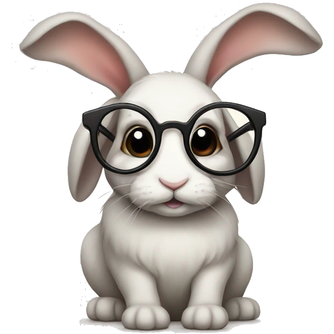 Lop eared bunny wearing round glasses emoji