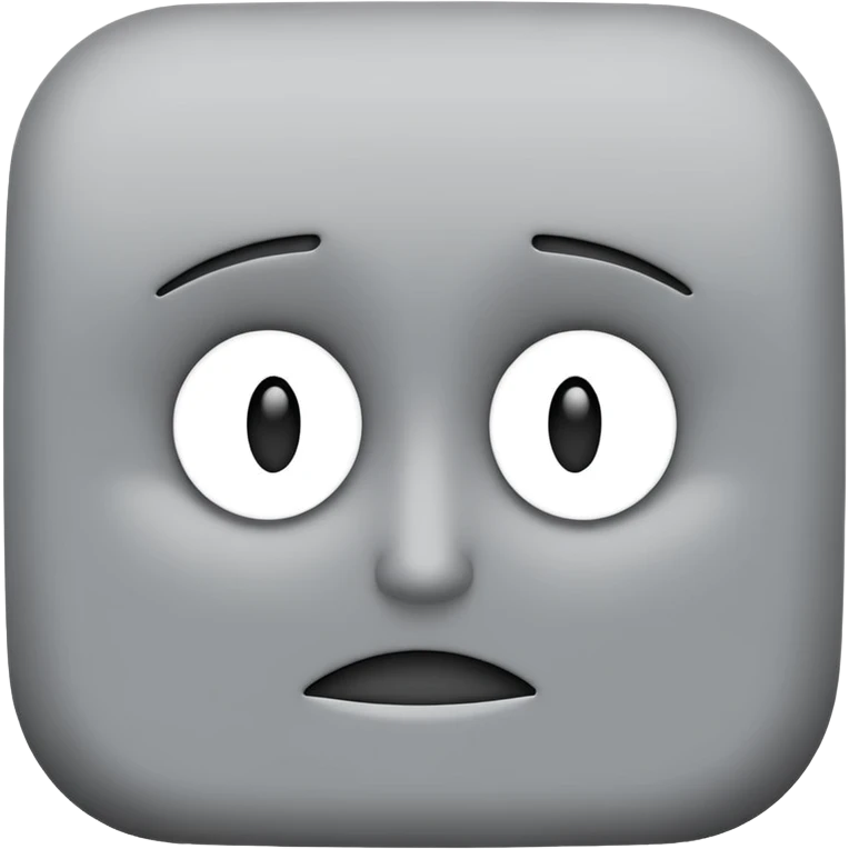 minimalist illustration of a neutral gray emoji face, , representing emotional isolation through algorithms. cold tone, grayscale color palette, subtle noise texture, geometric and mechanical look, emotionless expression, digital abstraction, soft vignette on white background. emoji
