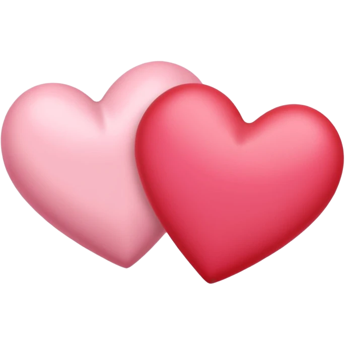 one pink heart  and one red heart emoji with subtle sakura petal texture emoji