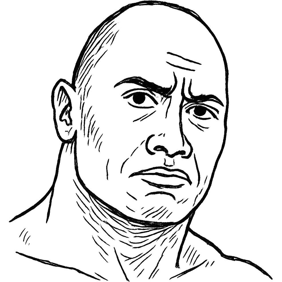 Make Dwayne Johnson do his iconic pose with one eyebrow raised, meme style, keep background transparent. emoji