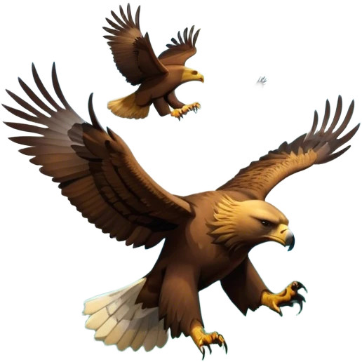 Collage of wild animals: a majestic bear in a lush green forest, a soaring eagle in the sky. A vibrant and detailed nature scene, capturing the beauty of wildlife. Transparent background. emoji