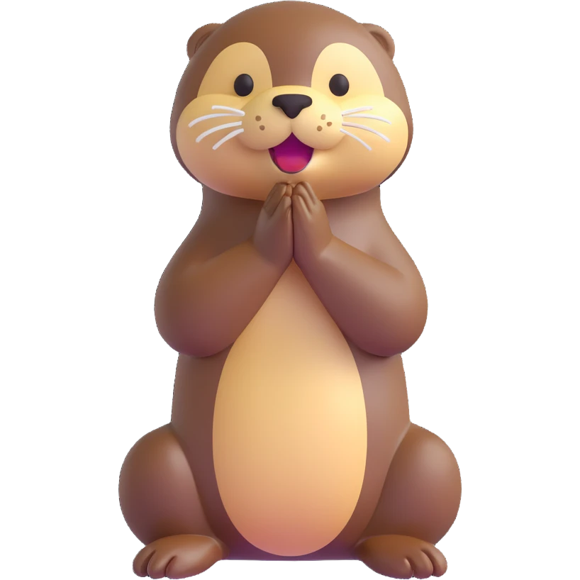 an otter praying, 3D emoji style emoji