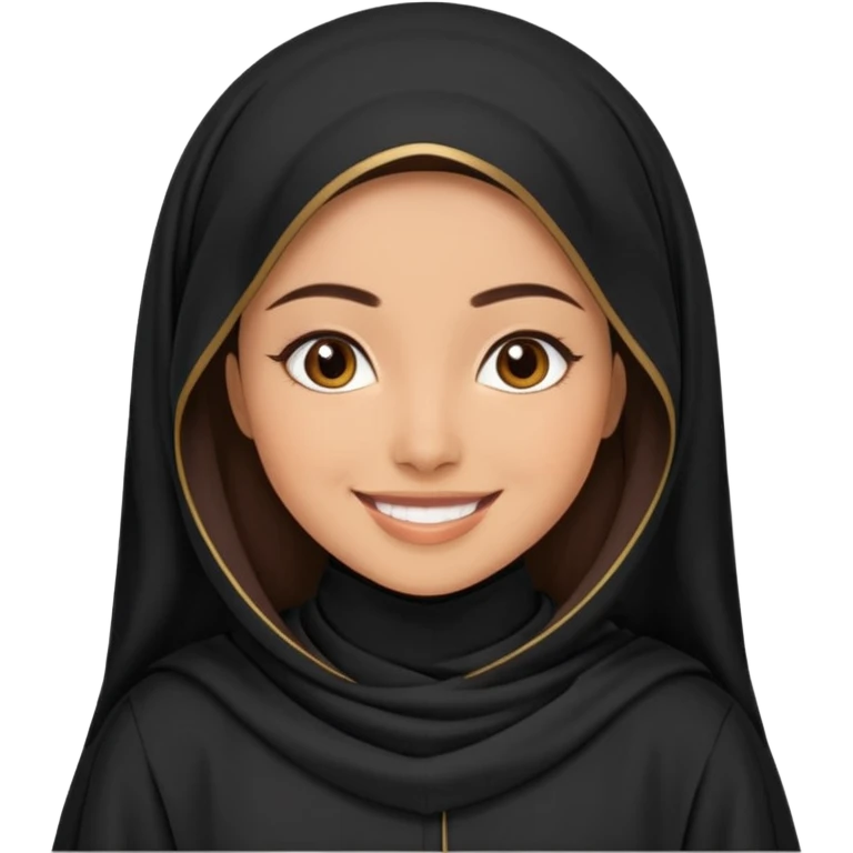 create an emoji of a girl wearing a shayla (شيله) and abaya, brunette girl (her hair shows ofc it is not a hijab) like more of a khaleeji shayla. also she is muslim  emoji