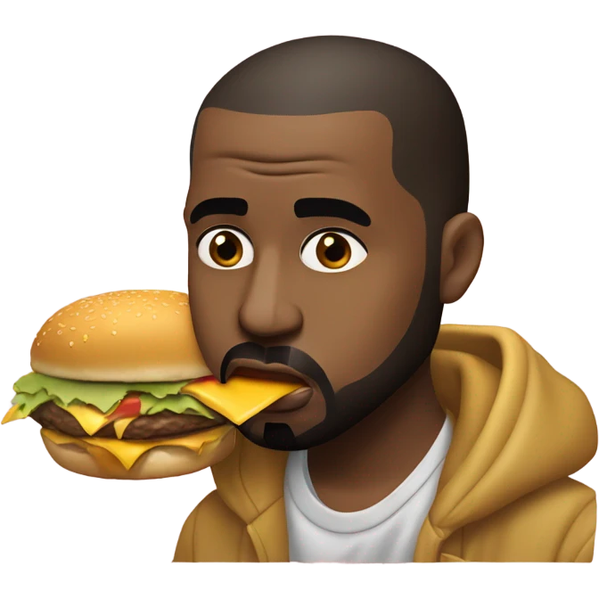 Kanye west eating a cheeseburger emoji