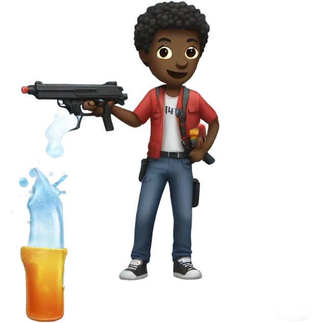 A black person with a water gun emoji