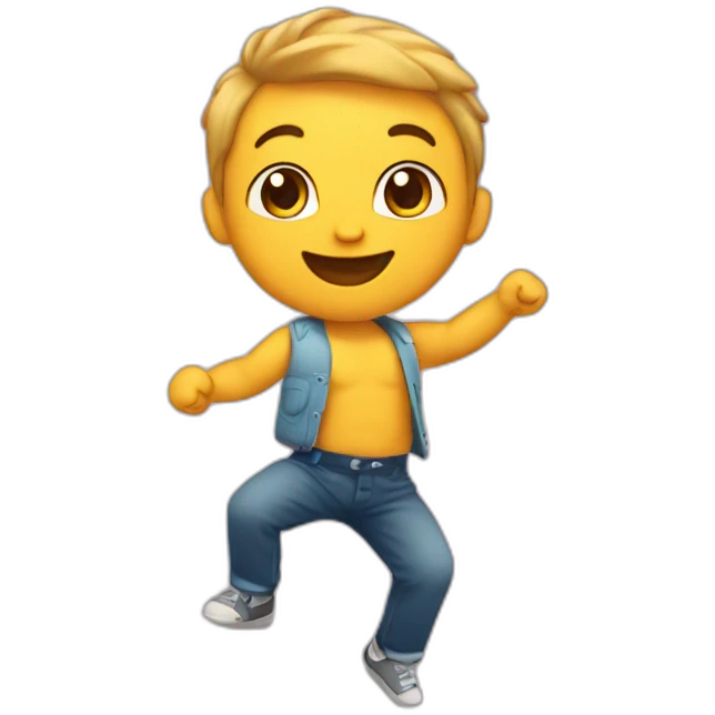 Un bebé bailando con los brazos en alto emoji
