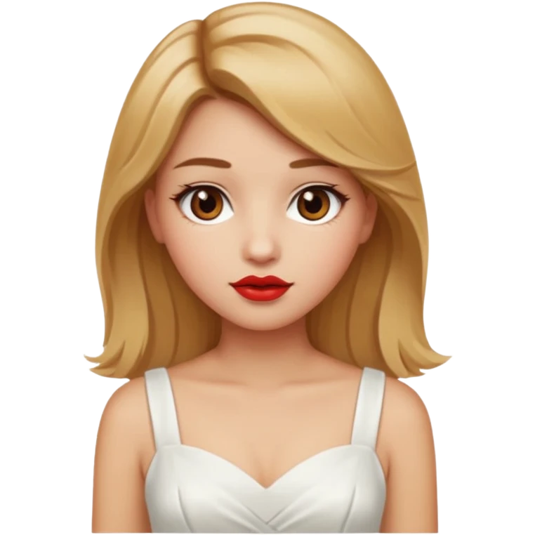 فتاة شعرها اشقر كراميلي عيونها بنية وبشرتها بيضاء وشفتها كرزية  emoji