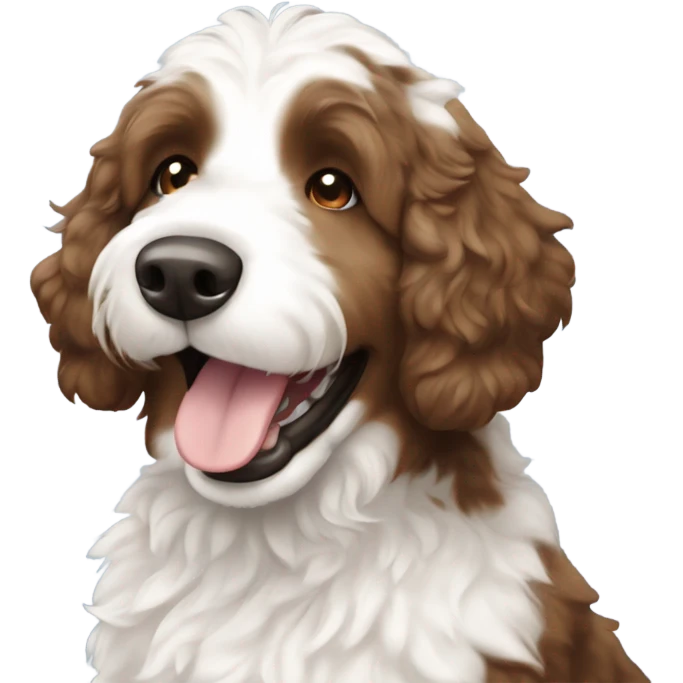 Bernedoodle white and brown smiling emoji