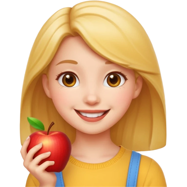 cheerful pose cute girl apple emoji style emoji