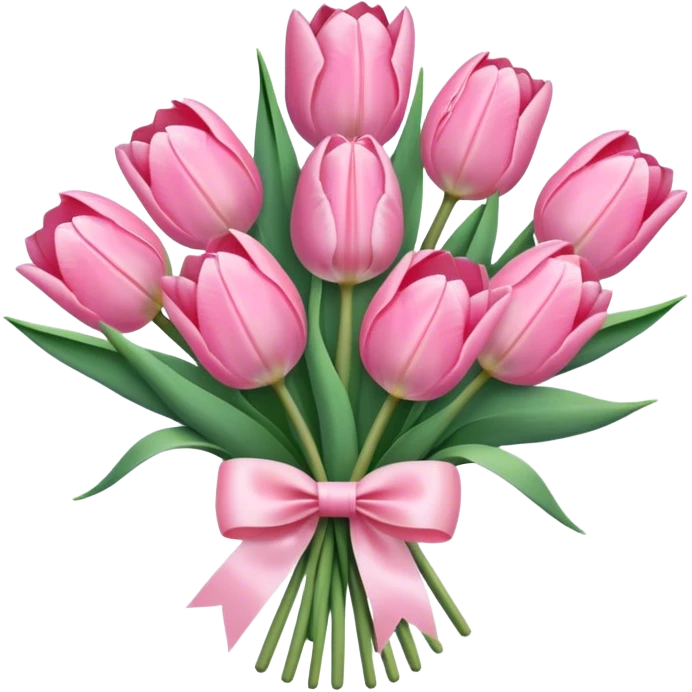 pastel pink tulip bouquet with a high quality bow emoji