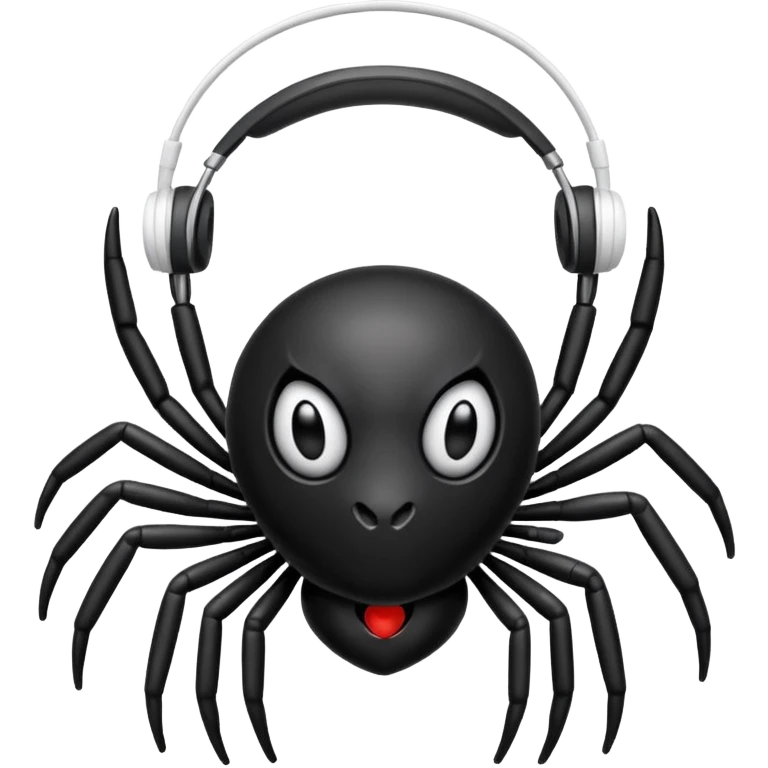 A black spider with white headphones emoji