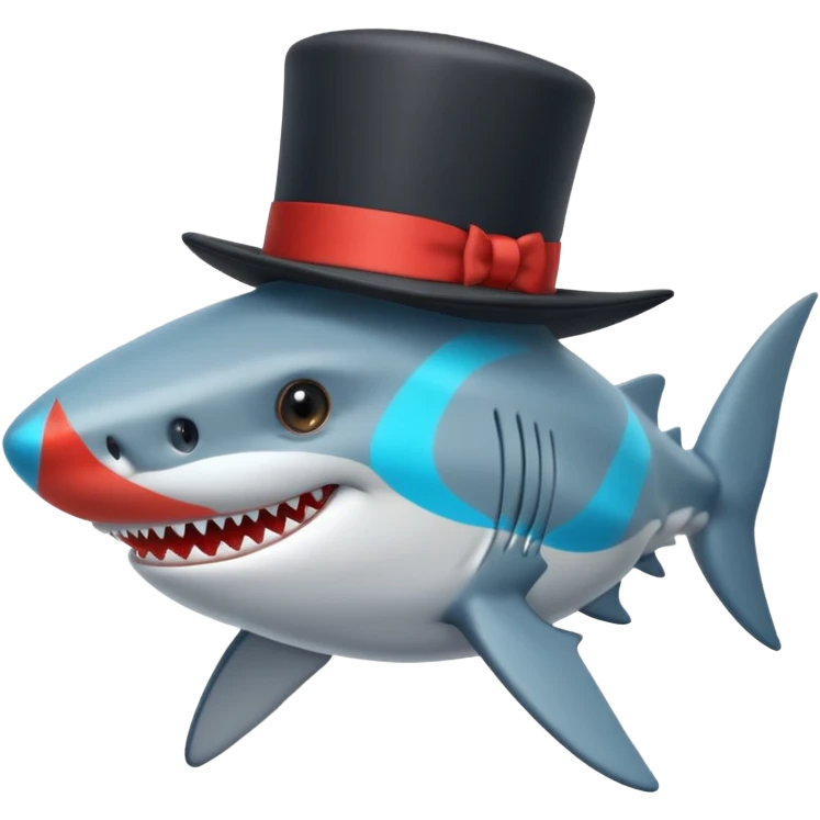 Shark with a top hat emoji