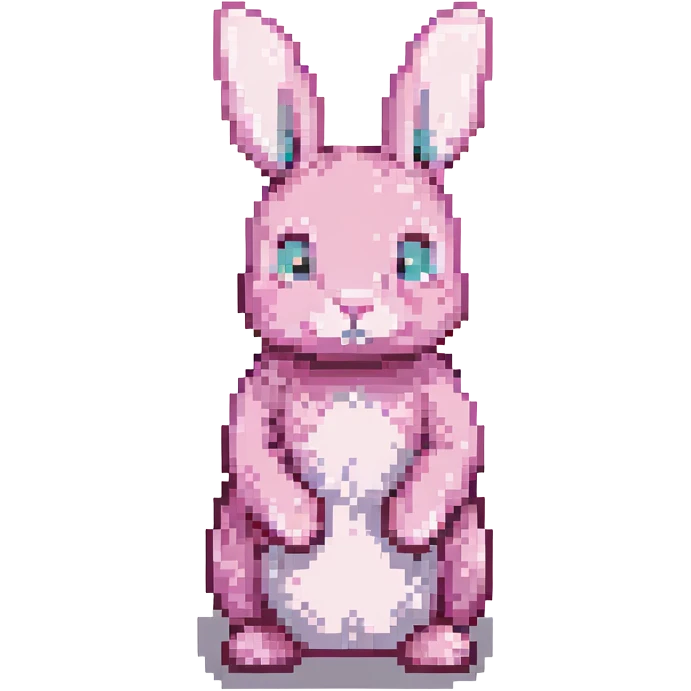pink rabbit, simple, retro pixel art style emoji