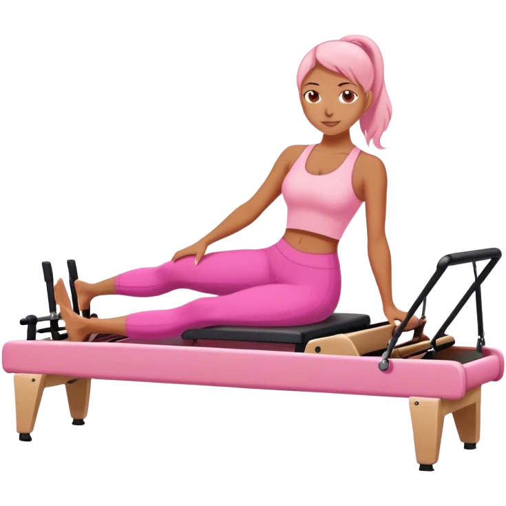 Pilates reformer girl wearing pink emoji