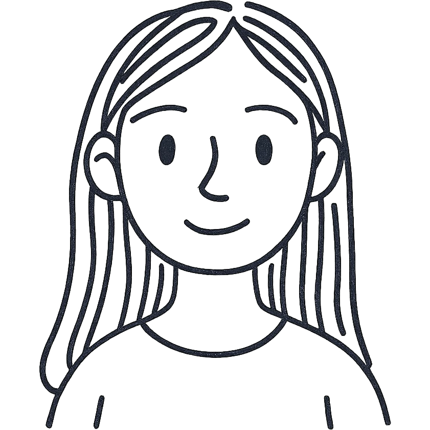 pale skin girl with long brunette hair and brown eyes, hand drawn sketch style emoji