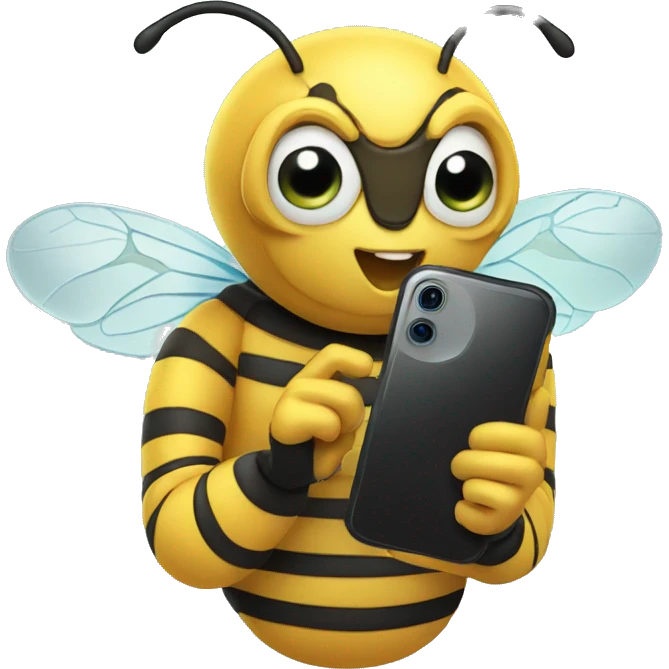bee holding a phone in his hands emoji