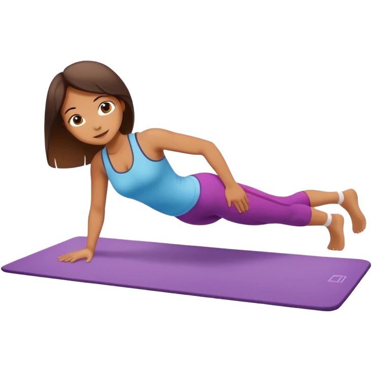 girl is doing plank on the mat emoji