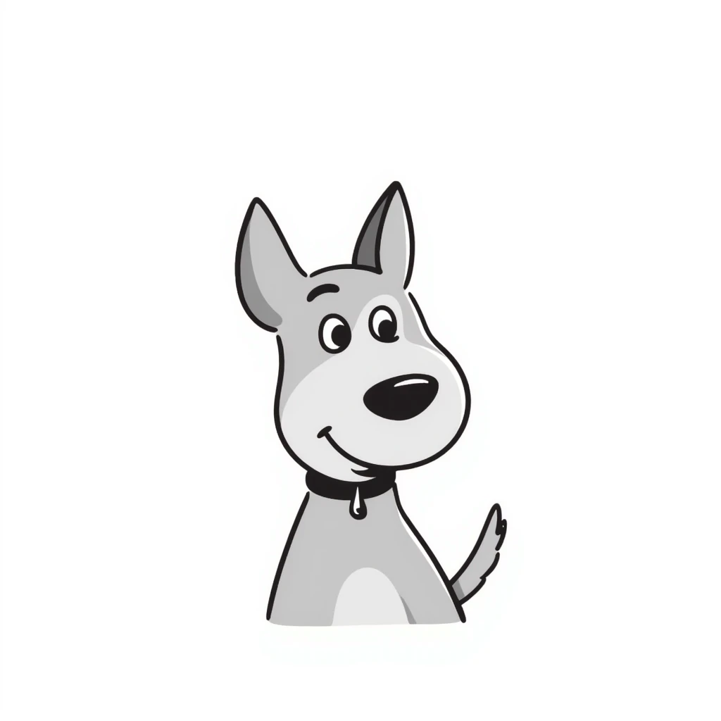 A Doberman dog with pointy ears and sleek body in pastel colors (dd9fb0, ffc6d3, a3bfc9, c4bee2, f1b091), hand-drawn doodle style emoji