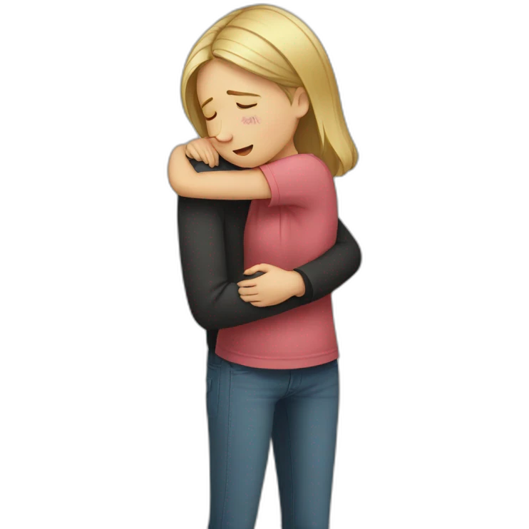 girl crying and hugging boy emoji