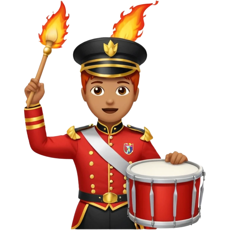 A loud fan with a marching drum, beating it with fiery enthusiasm. emoji