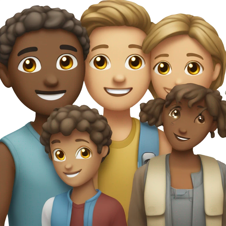 diverse group of happy friends emoji