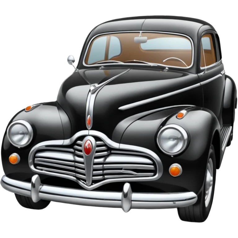 Illustrate a classic vintage car with chrome details & round headlights. emoji