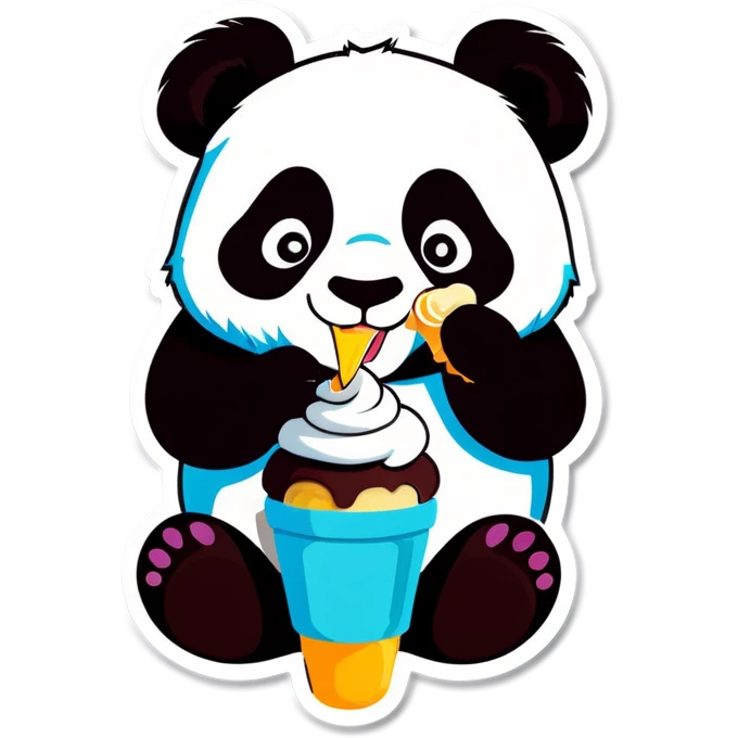 Panda eating ice cream emoji