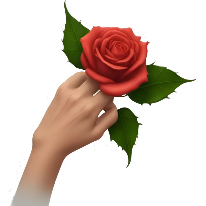 An image of a hand with a large rose thorn stuck in the skin, causing a slight distortion around the wound emoji