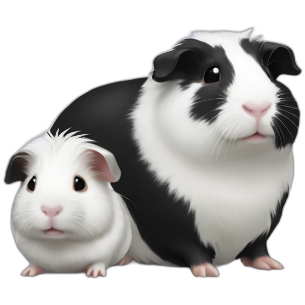 Guinea pig white and black with baby guinea pig emoji