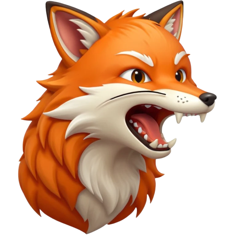Angry Fox mouth open, scary teeth, side view emoji