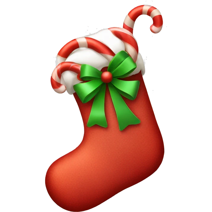 Christmas stocking with candy canes emoji