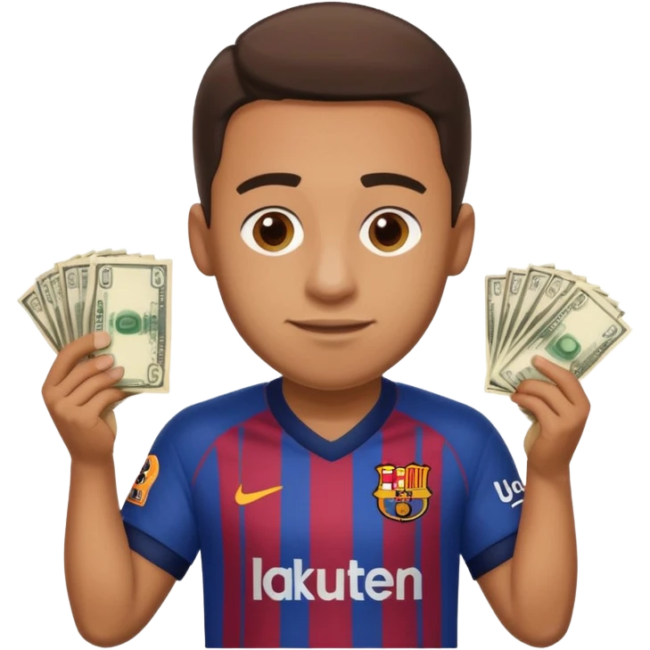 A Fc Barcelona player bribing a match official emoji
