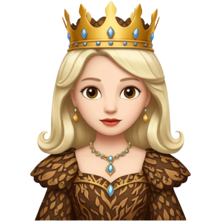 Queen wearing a bark-patterned dress emoji